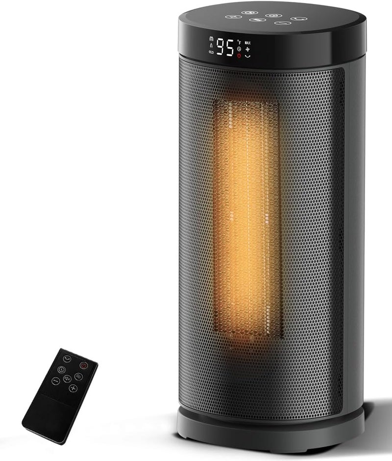 Sunnote Space Heater for Indoor Use, 1500W Electric & Portable Ceramic Heaters with 80°Oscillating, Thermostat, 3 Modes, 24Hrs Timer, Room Heater with Remote, Fast Heating Safe for Bedroom Room Use - Image 1